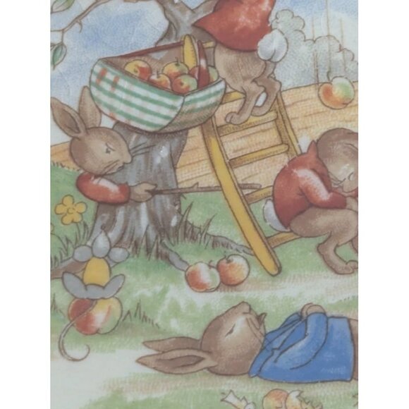 Vintage Signed Barbara Vernon Royal Doulton Bunnykins Apple Picking Baby Bowl - Picture 5 of 8